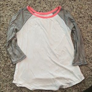 American eagle white gray and pink baseball tee